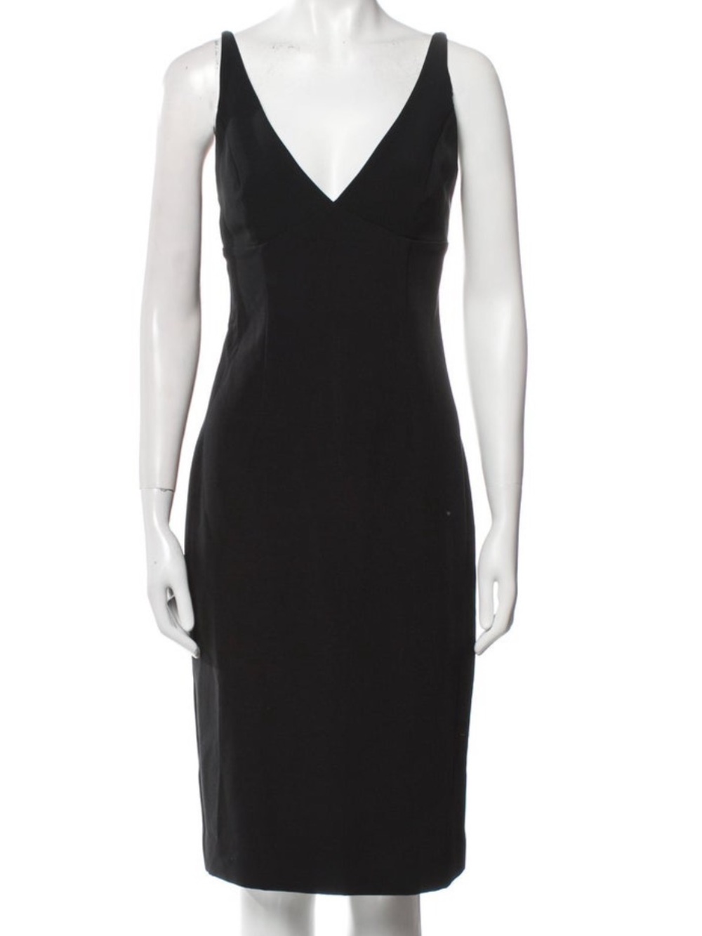 ❤️ Milly Black deep V-Neck Sheath Dress Size 6 Sleeveless Classic LBD designer